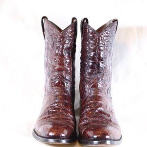 Jaca Cowboy Boots Deep Brown Textured Leather